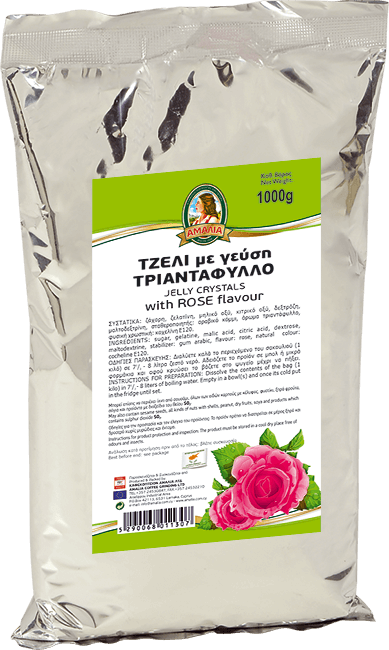 Jelly crystals with rose flavour