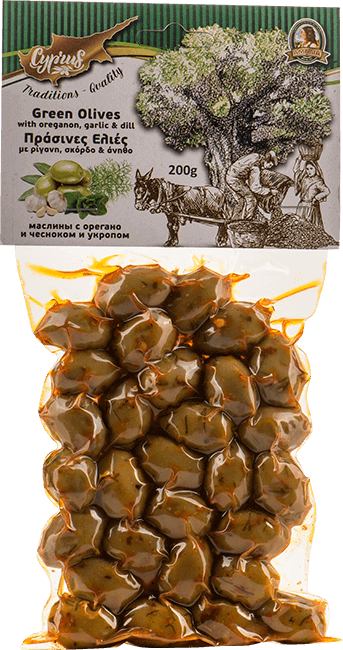 Green Olives
with oreganon & garlic